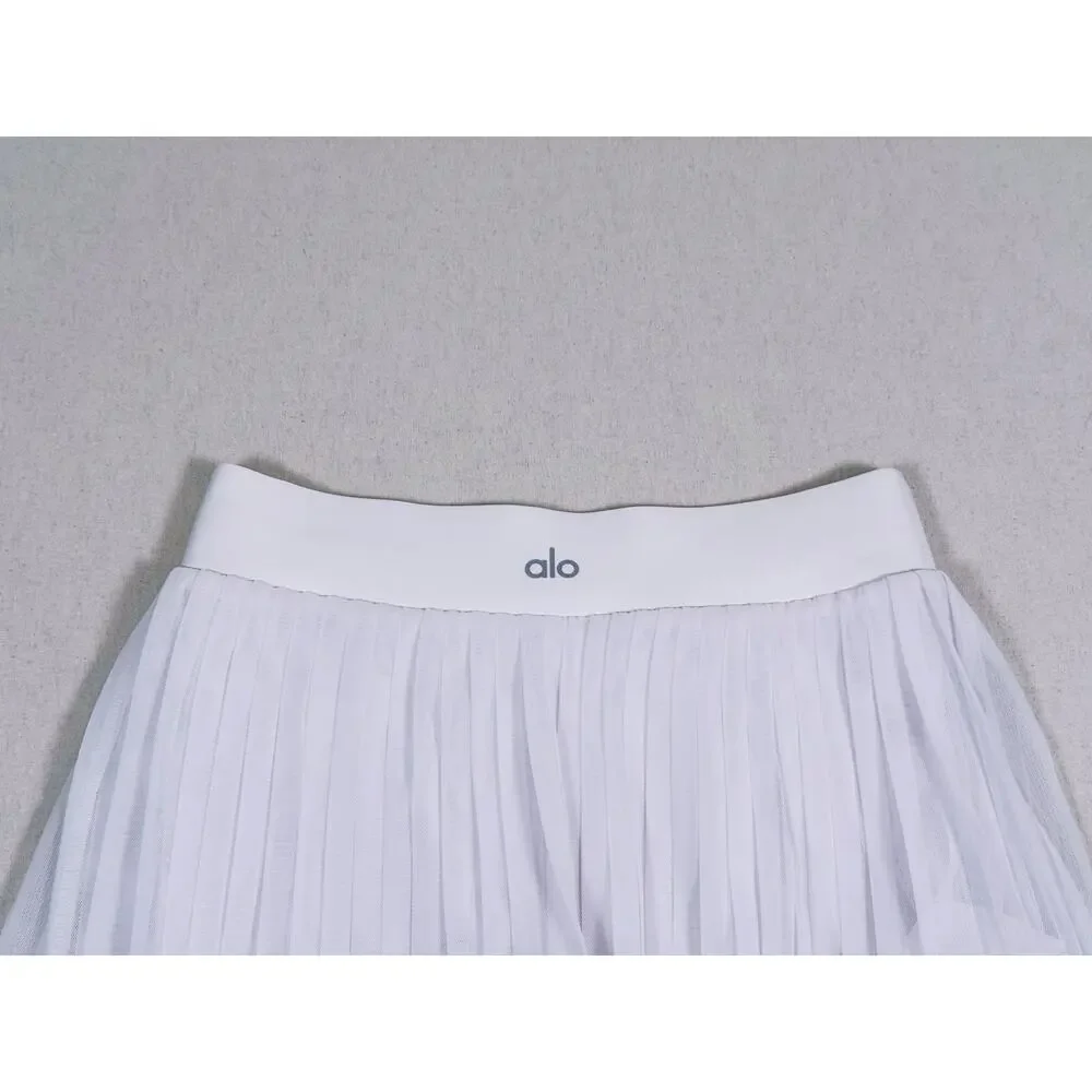 Alo Yoga Flirty Mesh Tennis Skort Size XXS White Pleated Pickleball Golf Sporty